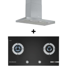 (BUNDLE) BOSCH DWB97CM50B 6 Wall-Mounted Cooker Hood (90cm) + BOSCH PMD82D31AF(PUB) Tempered glass Gas hob (78cm)